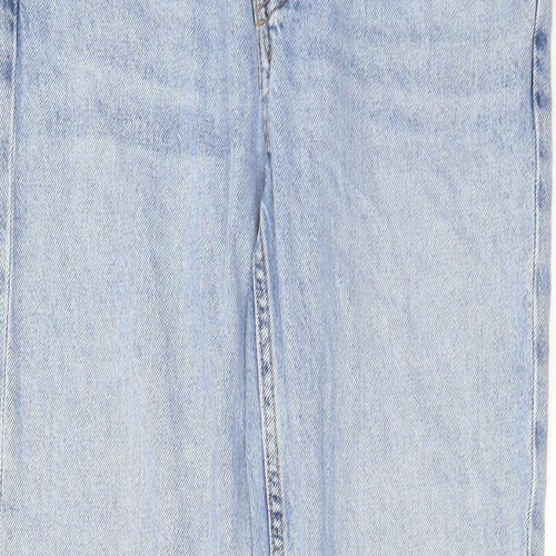 Denim & Co. Womens Blue Cotton Straight Jeans Size 10 L30 in Regular Button - Split hems, Pockets