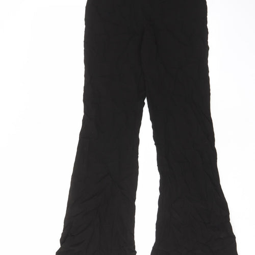 H&M Womens Black Viscose Trousers Size 4 L30 in Regular Zip - Pockets