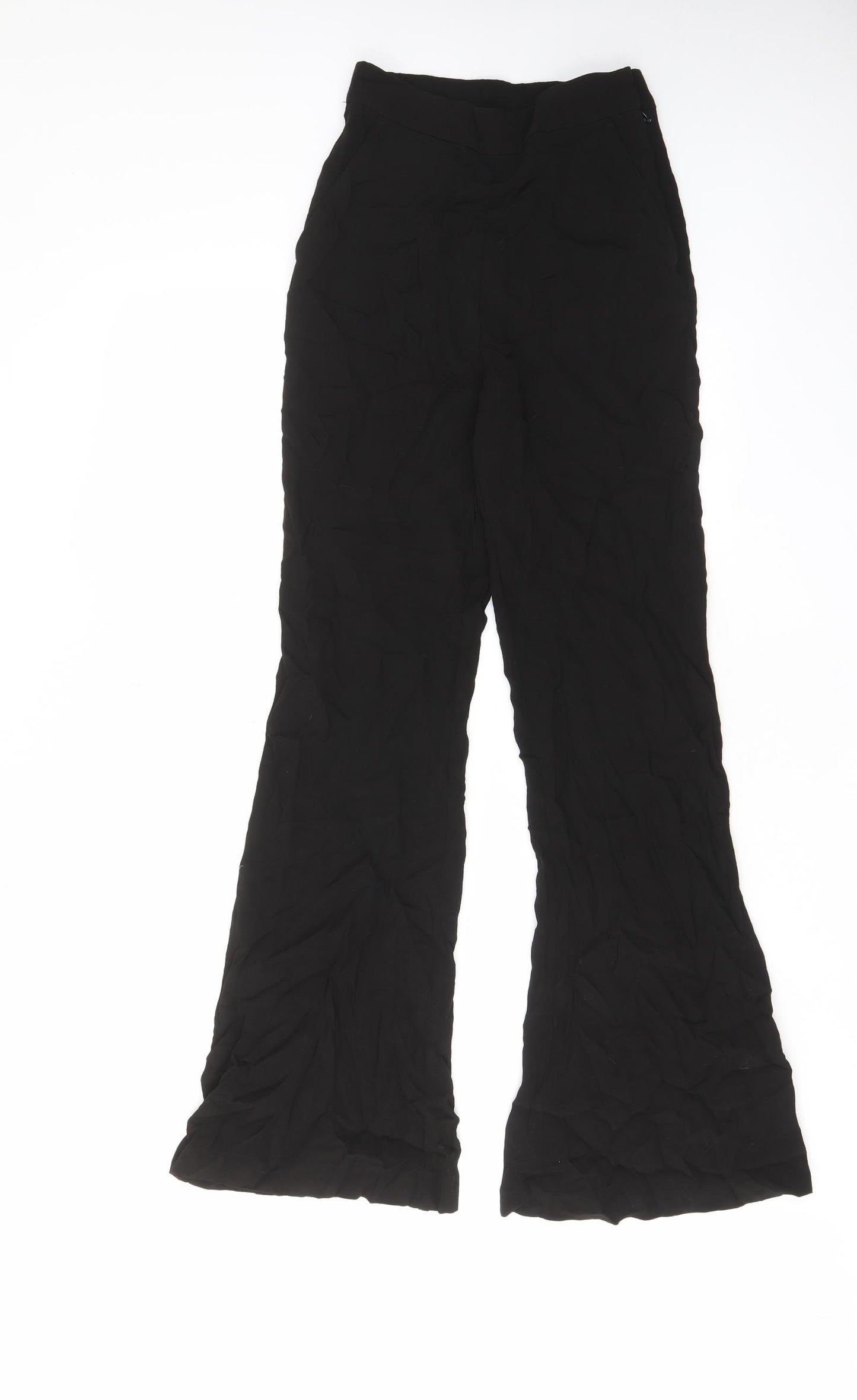 H&M Womens Black Viscose Trousers Size 4 L30 in Regular Zip - Pockets