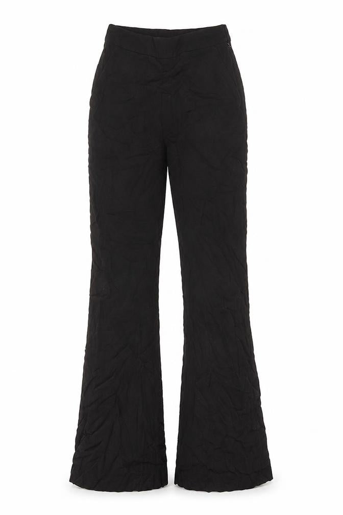 Front view of H&M women’s black viscose trousers, size UK 4, 30-inch leg regular zip - pockets