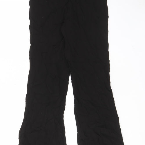 H&M Womens Black Viscose Trousers Size 4 L30 in Regular Zip - Pockets
