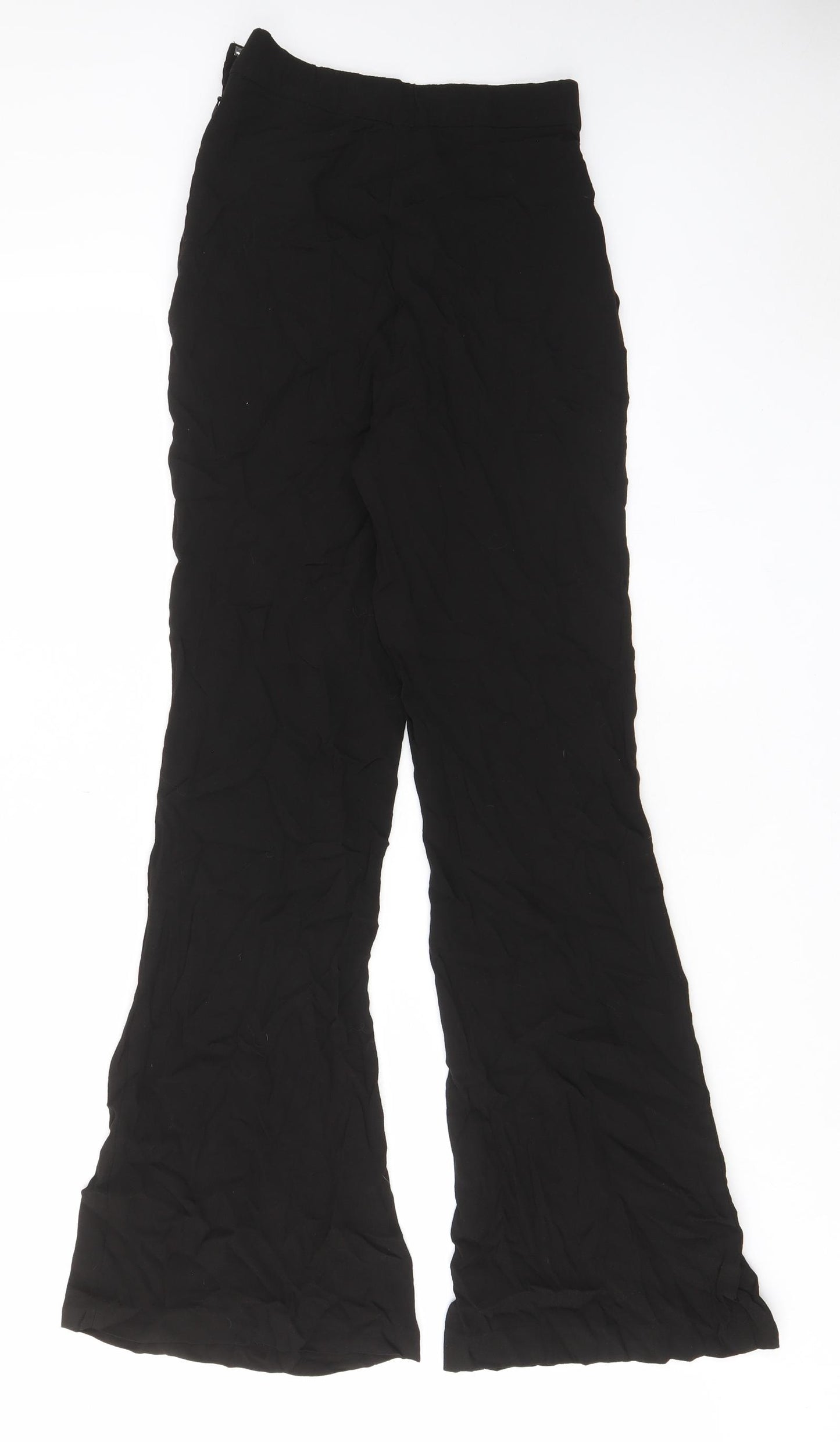 H&M Womens Black Viscose Trousers Size 4 L30 in Regular Zip - Pockets