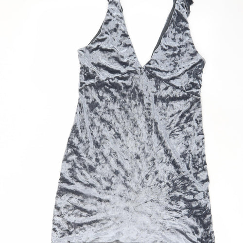 H&M Womens Blue Polyester A-Line Size 10 V-Neck Pullover