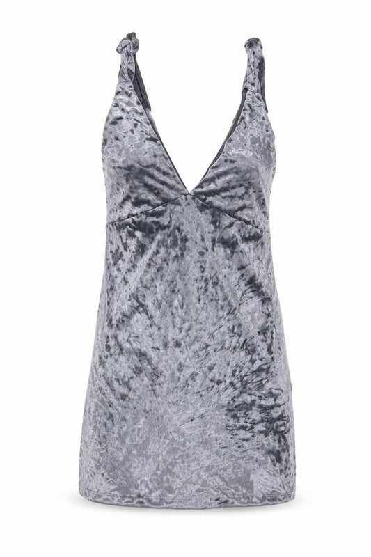 Front view of H&M women’s blue polyester a-line, size UK 10, v-neck pullover