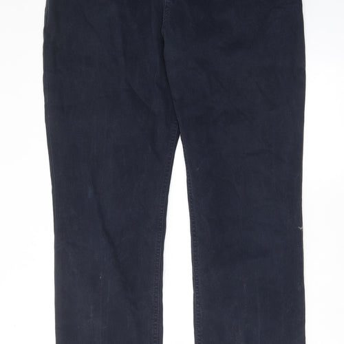 Marks and Spencer Mens Blue Cotton Straight Jeans Size 36 in L31 in Regular Zip - Pockets, Belt Loops
