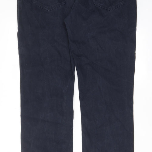 Marks and Spencer Mens Blue Cotton Straight Jeans Size 36 in L31 in Regular Zip - Pockets, Belt Loops