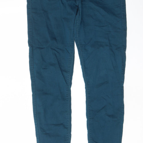 Dorothy Perkins Womens Green Cotton Skinny Jeans Size 10 L31 in Regular Zip - Pockets, Belt Loops
