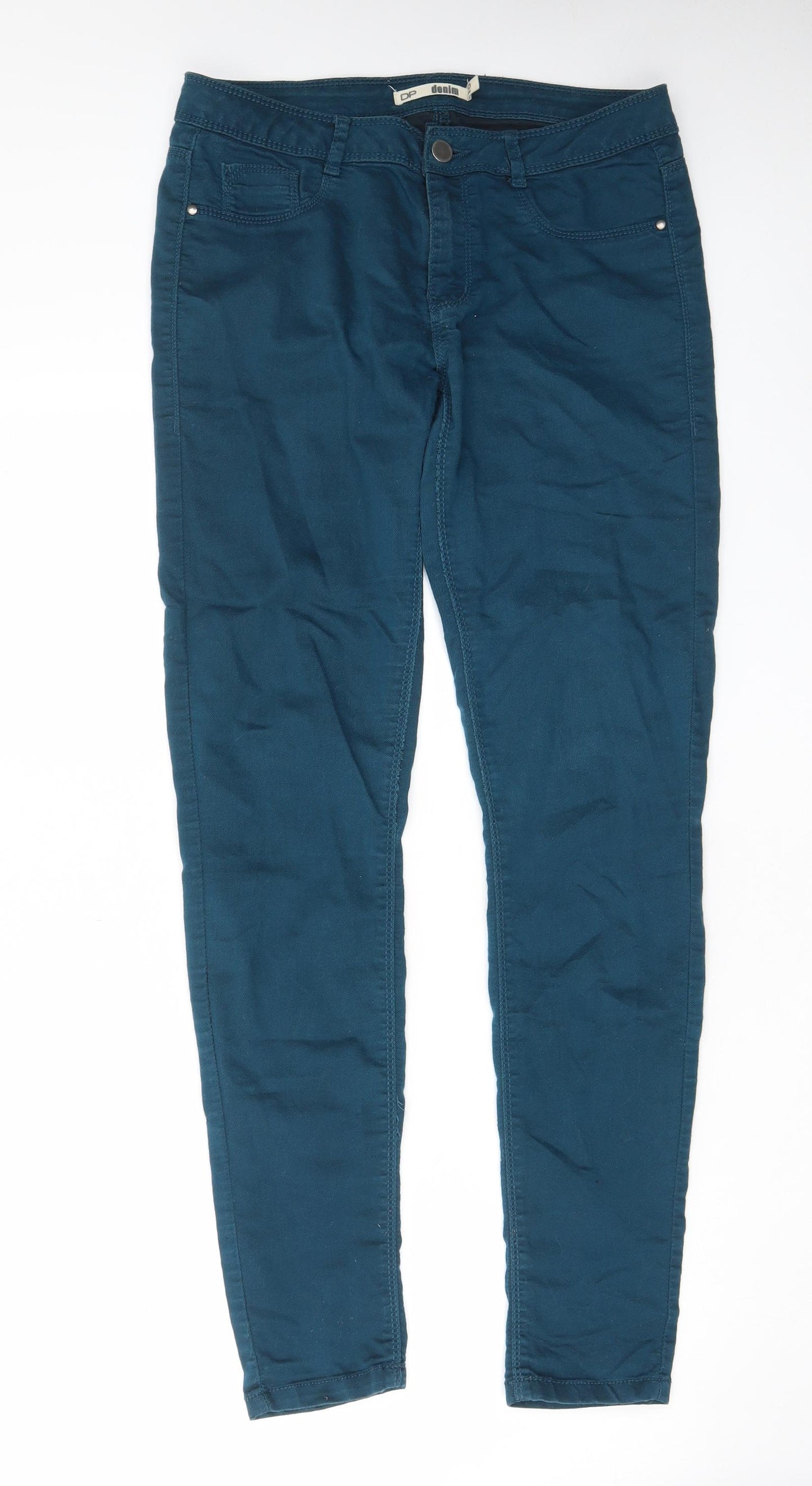 Dorothy Perkins Womens Green Cotton Skinny Jeans Size 10 L31 in Regular Zip - Pockets, Belt Loops
