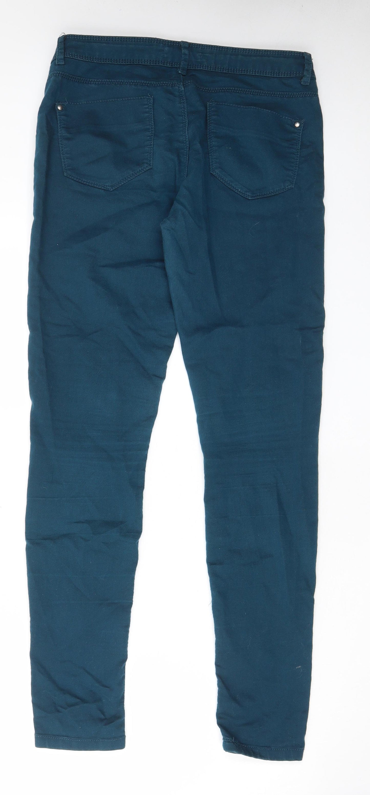 Dorothy Perkins Womens Green Cotton Skinny Jeans Size 10 L31 in Regular Zip - Pockets, Belt Loops