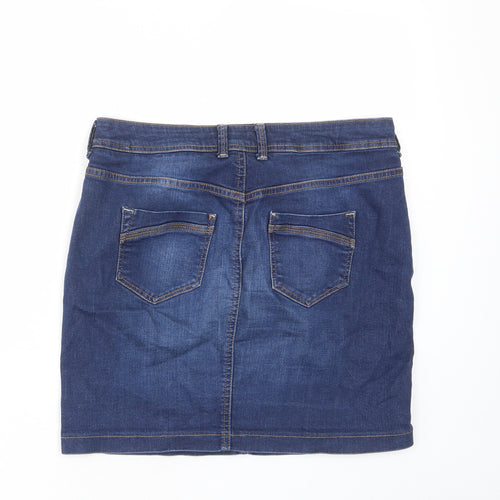 Indigo Womens Blue Cotton A-Line Skirt Size 10 Zip - Pockets, Belt Loops