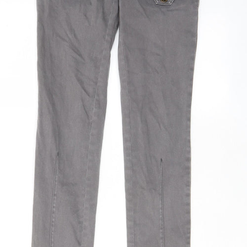 Pull&Bear Womens Grey Cotton Straight Jeans Size 8 L32 in Regular Zip - Pockets, Belt Loops, Zips