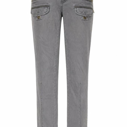 Pull&Bear Womens Grey Cotton Straight Jeans Size 8 L32 in Regular Zip - Pockets, Belt Loops, Zips