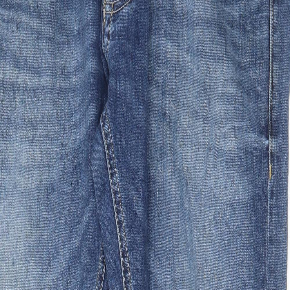 Marks and Spencer Mens Blue Cotton Straight Jeans Size 32 in L29 in Slim Zip - Pockets, Belt Loops