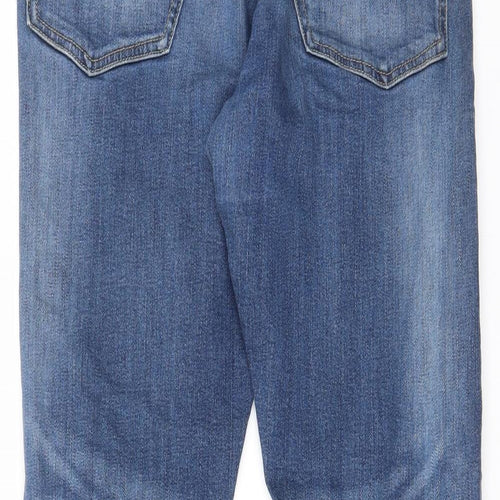 Marks and Spencer Mens Blue Cotton Straight Jeans Size 32 in L29 in Slim Zip - Pockets, Belt Loops