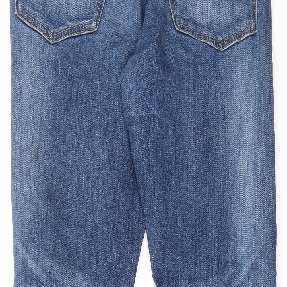 Marks and Spencer Mens Blue Cotton Straight Jeans Size 32 in L29 in Slim Zip - Pockets, Belt Loops