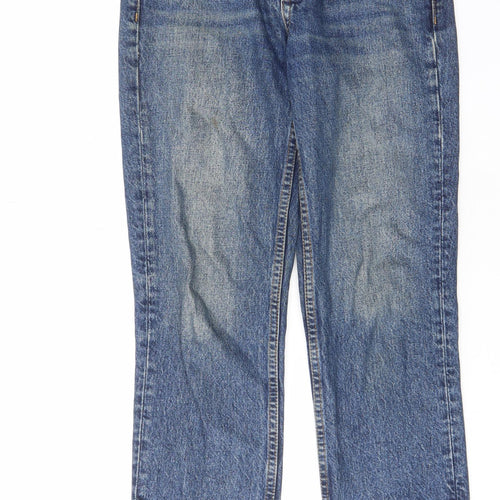 Topshop Womens Blue Cotton Straight Jeans Size 25 in L28 in Regular Button - Pockets, Belt Loops