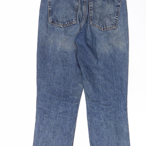 Topshop Womens Blue Cotton Straight Jeans Size 25 in L28 in Regular Button - Pockets, Belt Loops
