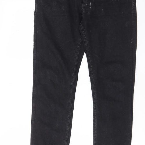 Flying Machine Mens Black Cotton Straight Jeans Size 32 in L31 in Regular Zip - Pockets, Belt Loops