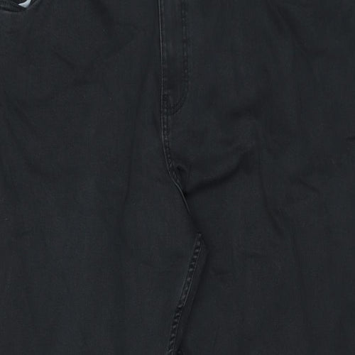 Jacamo Mens Black Cotton Straight Jeans Size 52 in L31 in Regular Zip - Cropped