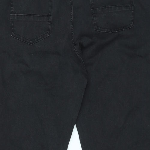 Jacamo Mens Black Cotton Straight Jeans Size 52 in L31 in Regular Zip - Cropped