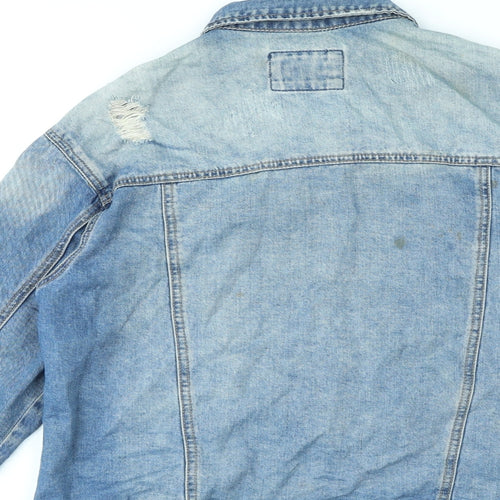 WAX JEAN Womens Blue Jacket Size M Button - Distressed Look