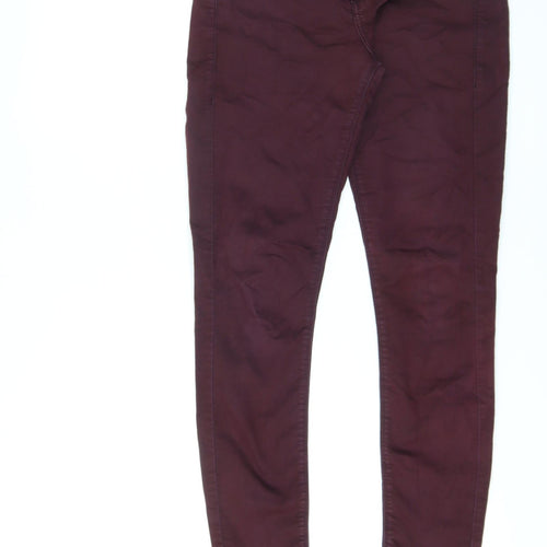 Topshop Womens Purple Cotton Skinny Jeans Size 28 in L30 in Regular Zip