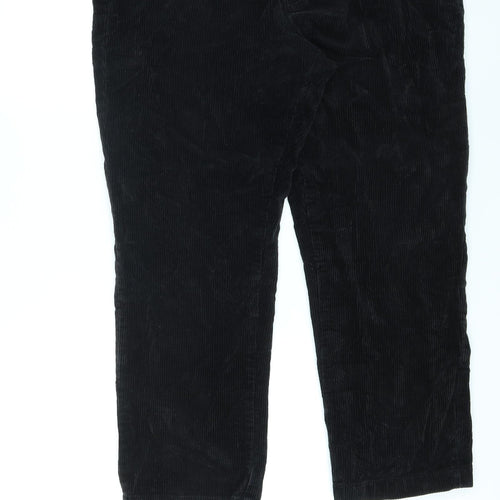 Marks and Spencer Mens Black Cotton Trousers Size 38 in L29 in Regular Zip