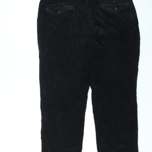 Marks and Spencer Mens Black Cotton Trousers Size 38 in L29 in Regular Zip
