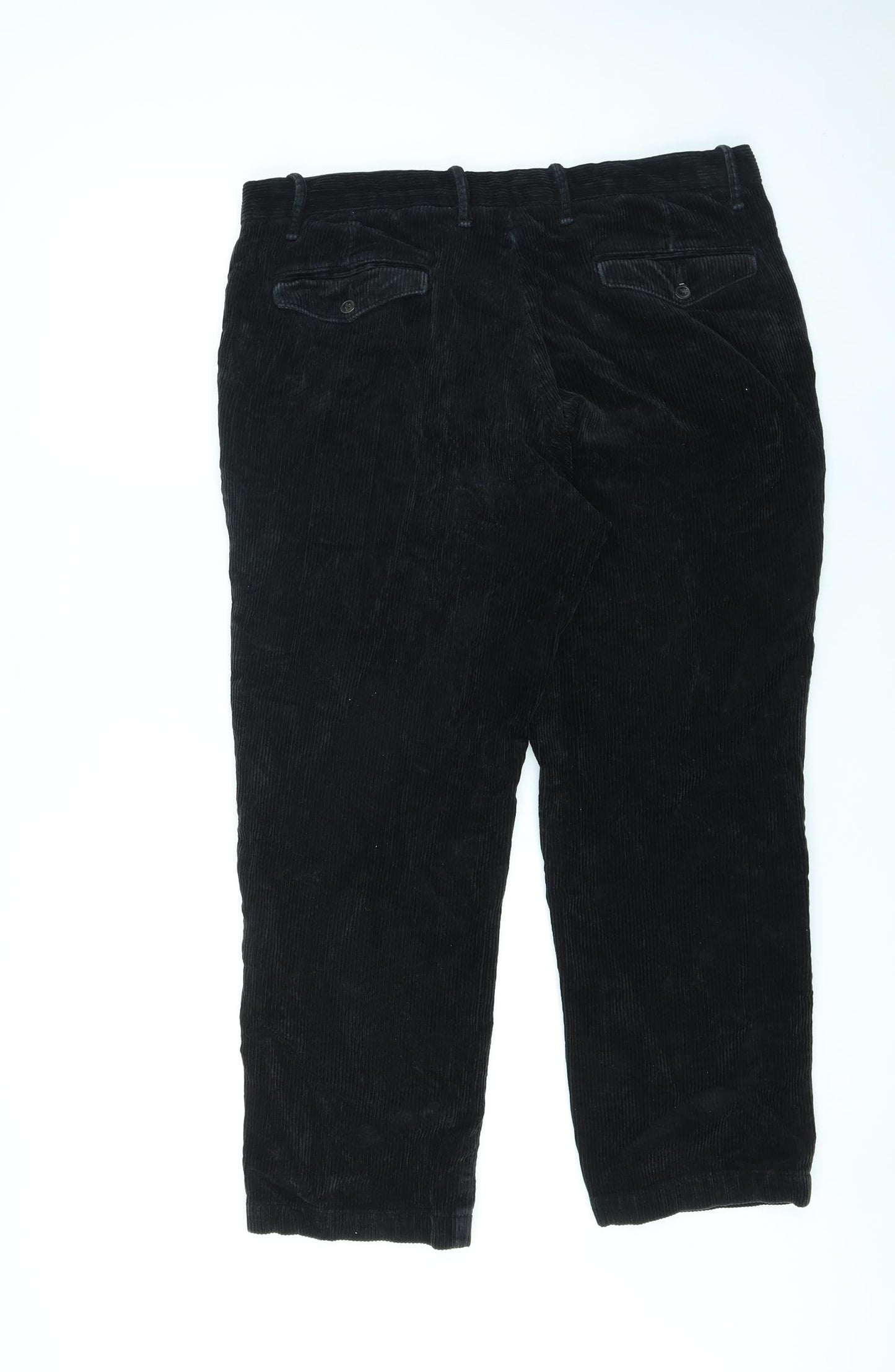 Marks and Spencer Mens Black Cotton Trousers Size 38 in L29 in Regular Zip