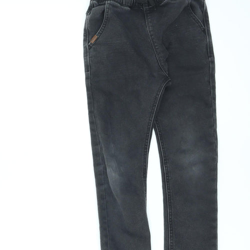 NEXT Girls Black Cotton Skinny Jeans Size 6-7 Years L20 in Regular Drawstring
