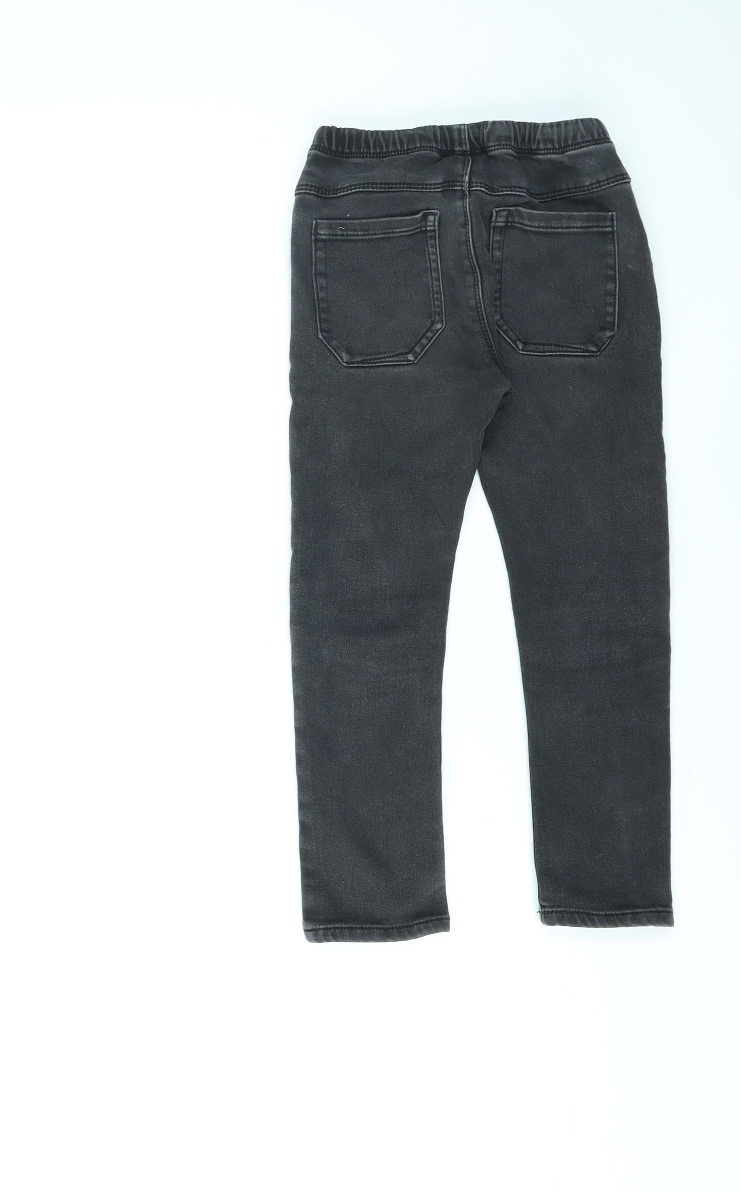 NEXT Girls Black Cotton Skinny Jeans Size 6-7 Years L20 in Regular Drawstring