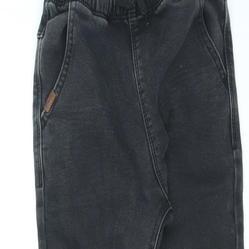 NEXT Girls Black Cotton Skinny Jeans Size 6-7 Years L20 in Regular Drawstring