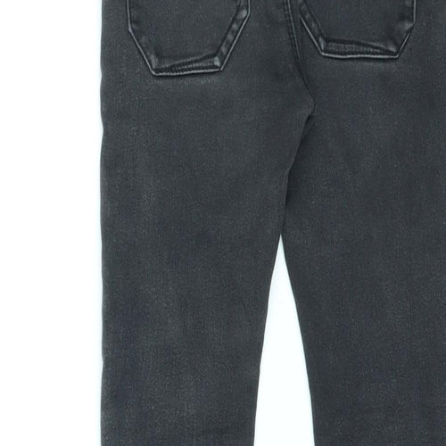 NEXT Girls Black Cotton Skinny Jeans Size 6-7 Years L20 in Regular Drawstring