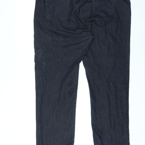 BM Denim Womens Blue Cotton Straight Jeans Size 18 L28 in Regular Zip - Embroidered