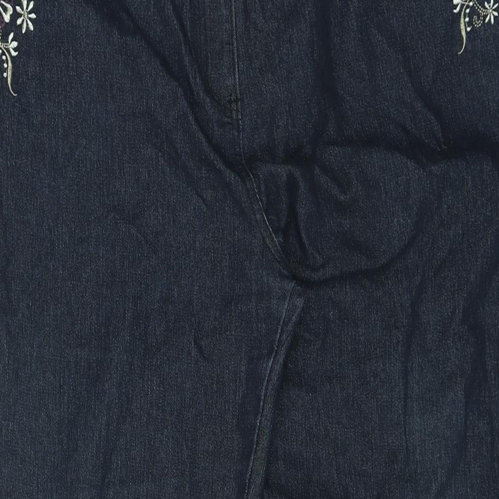 BM Denim Womens Blue Cotton Straight Jeans Size 18 L28 in Regular Zip - Embroidered