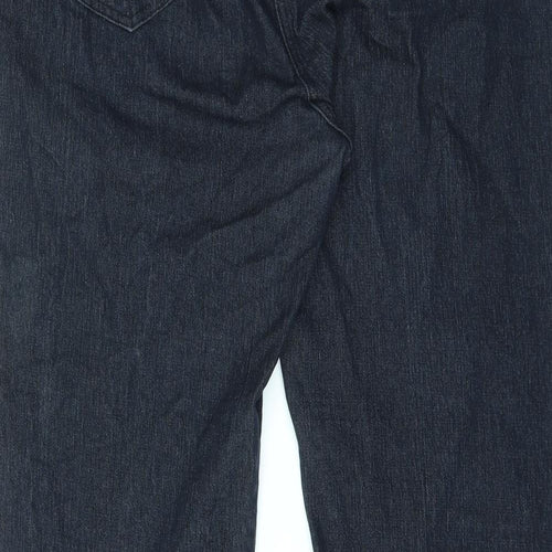 BM Denim Womens Blue Cotton Straight Jeans Size 18 L28 in Regular Zip - Embroidered