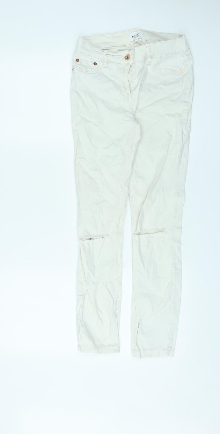 Seed Heritage Womens Ivory Cotton Skinny Jeans Size 8 L25 in Regular Zip