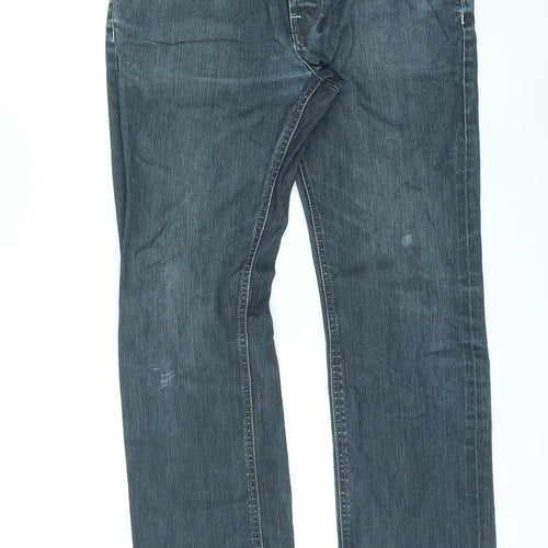 Voi Jeans Mens Blue Cotton Straight Jeans Size 32 in L33 in Regular Zip