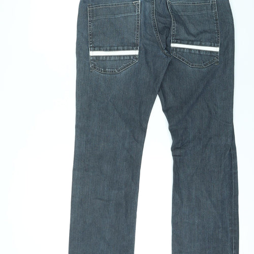 Voi Jeans Mens Blue Cotton Straight Jeans Size 32 in L33 in Regular Zip