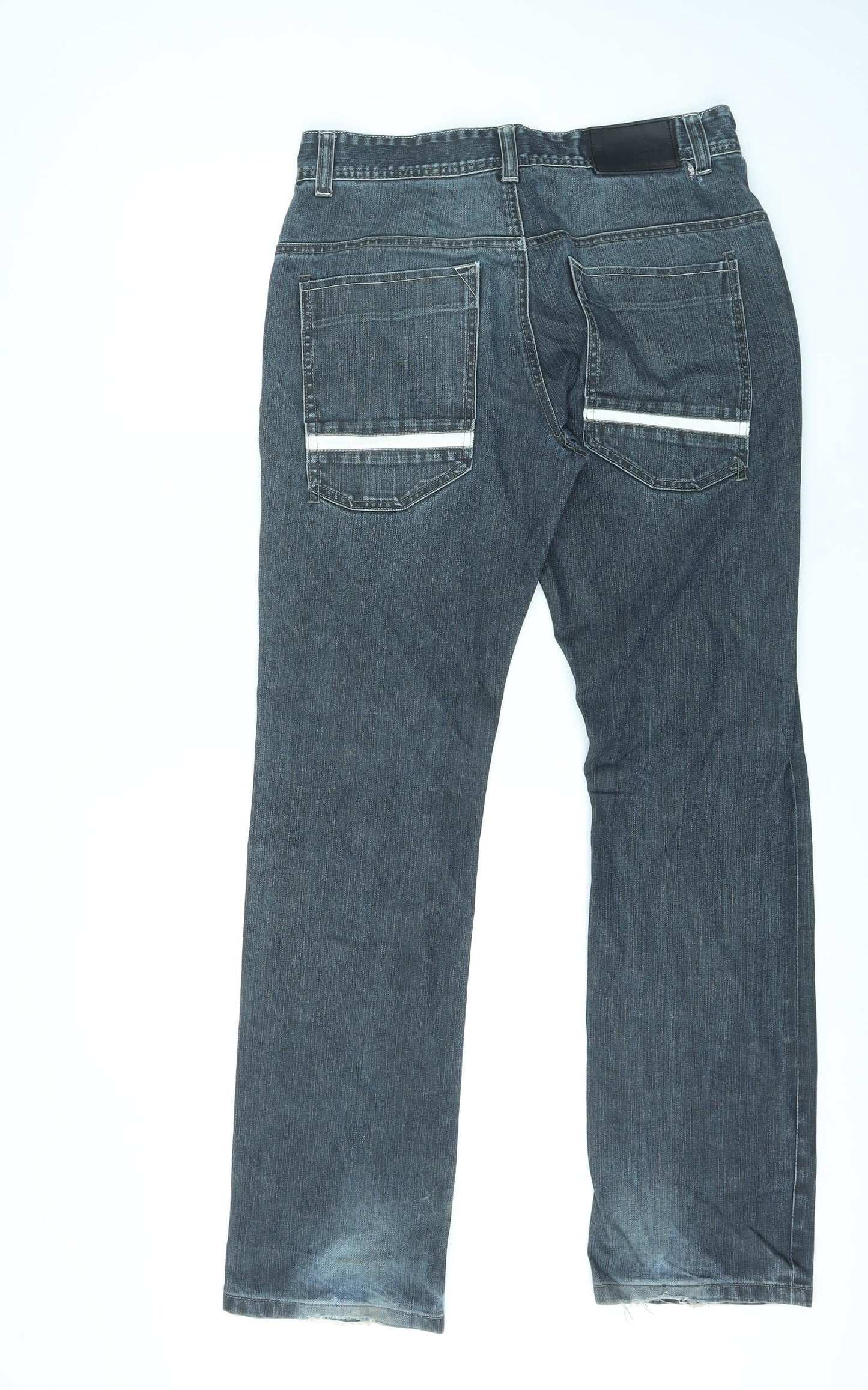 Voi Jeans Mens Blue Cotton Straight Jeans Size 32 in L33 in Regular Zip