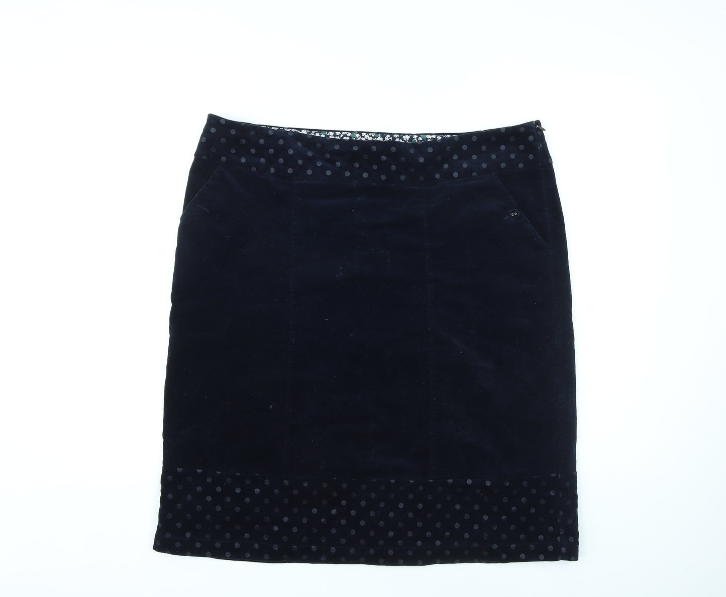 White Stuff Womens Blue Cotton A-Line Skirt Size 16 Zip