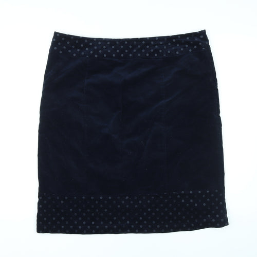 White Stuff Womens Blue Cotton A-Line Skirt Size 16 Zip