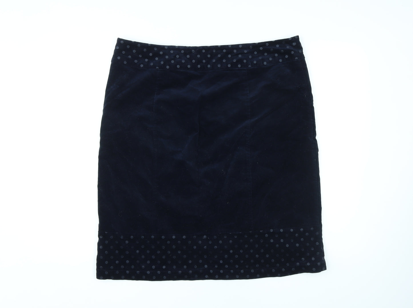 White Stuff Womens Blue Cotton A-Line Skirt Size 16 Zip