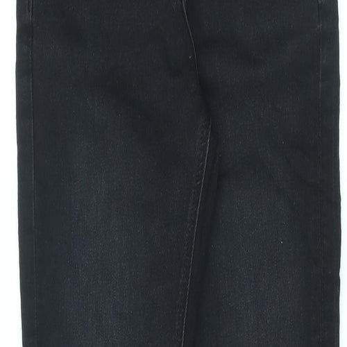 Marks and Spencer Girls Black Cotton Skinny Jeans Size 9-10 Years L22 in Regular Zip - Adjustable Waist