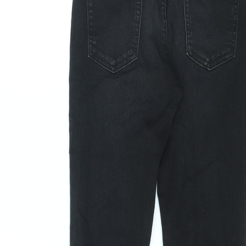 Marks and Spencer Girls Black Cotton Skinny Jeans Size 9-10 Years L22 in Regular Zip - Adjustable Waist