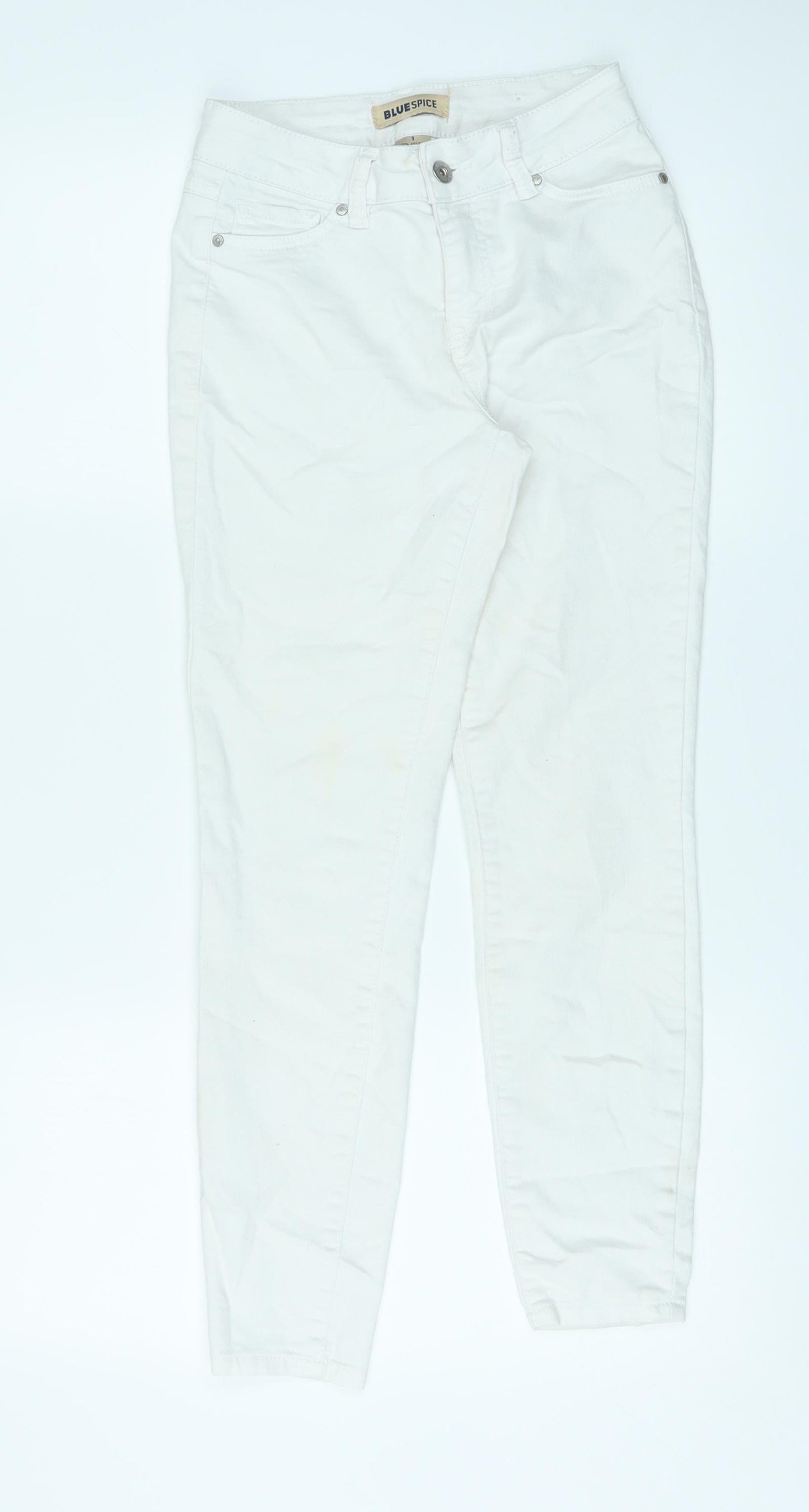 Blue Spice Womens Ivory Cotton Skinny Jeans Size 24 in L26 in Regular Zip