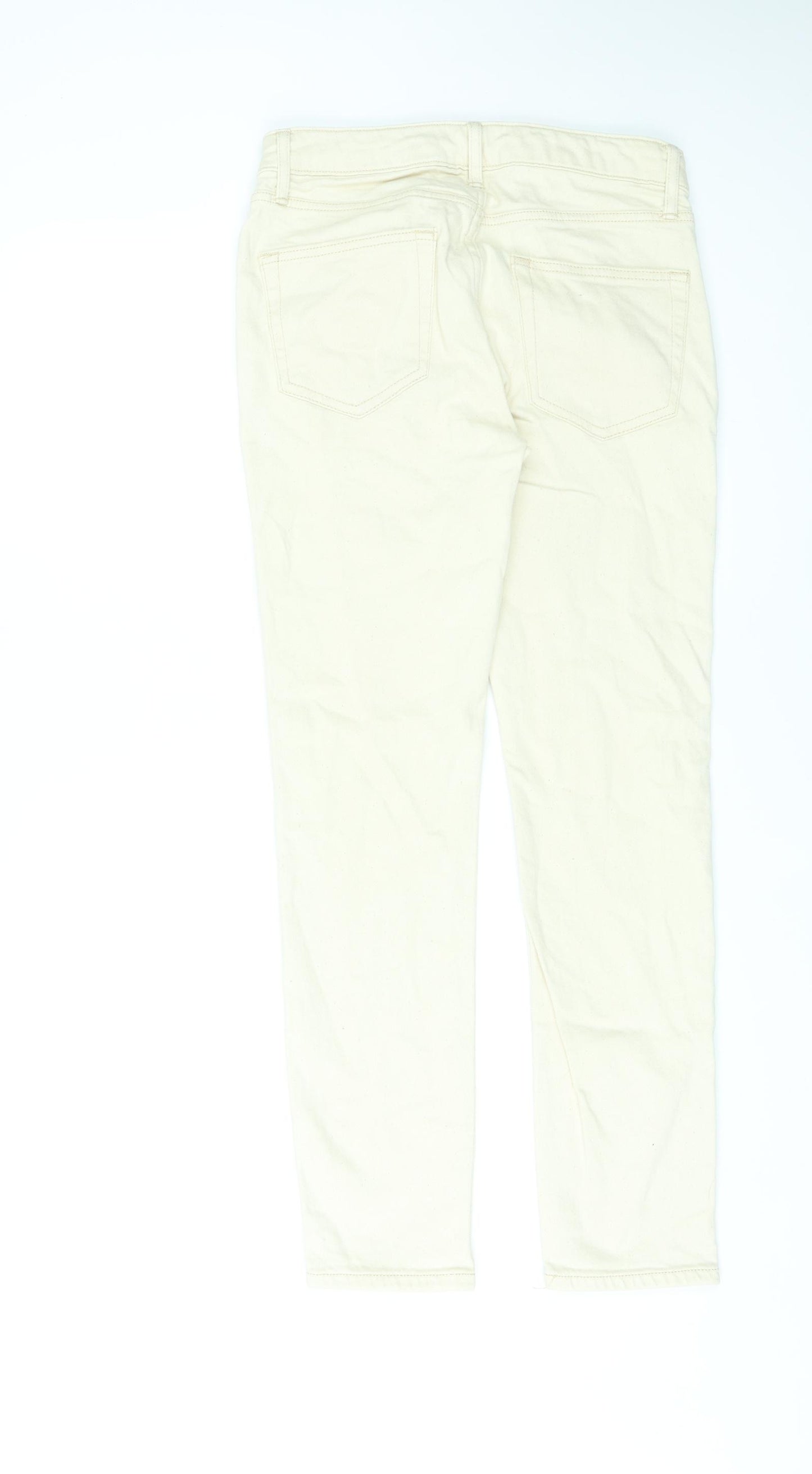 Topman Mens Ivory Cotton Straight Jeans Size 28 in L30 in Regular Zip