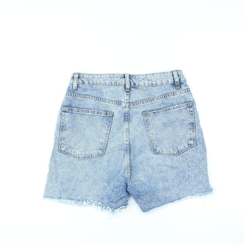 Denim & Co. Womens Blue Cotton Boyfriend Shorts Size 8 L4 in Regular Zip - Raw Hems, Distressed