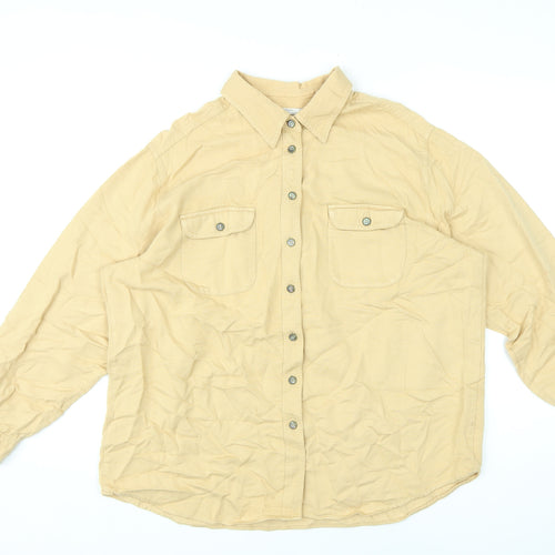 St Michael Womens Yellow Viscose Basic Button-Up Size 18 Collared - Vintage