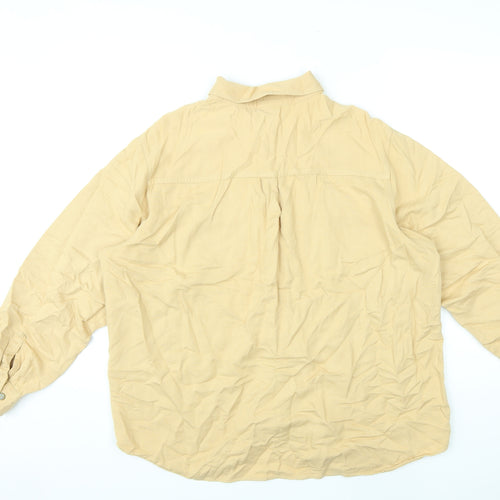 St Michael Womens Yellow Viscose Basic Button-Up Size 18 Collared - Vintage